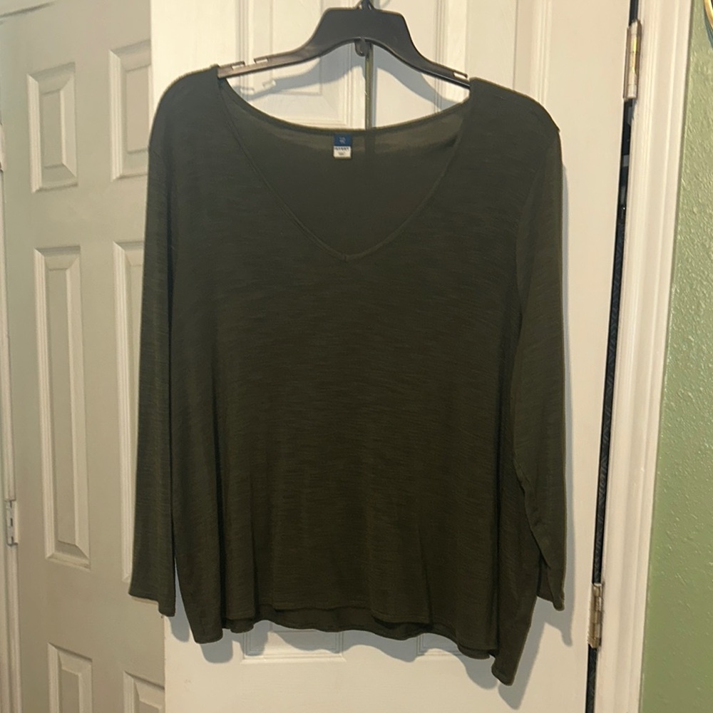 Old Navy Olive Green Relaxed 3/4 Sleeve Blouse